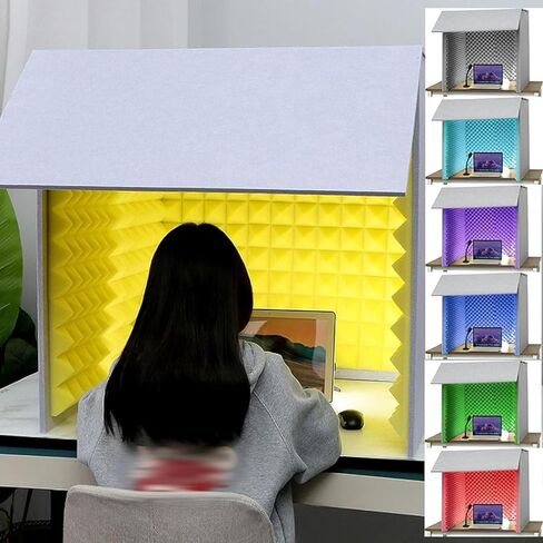 Portable Studio Box, Desktop Acoustic Enclosure, Homemade Studio Box, Portable Recording Studio, Music Studio Bedroom Home Use Acoustic Enclosure, Noise Reduction,Yellow-80x80x80CM in Saudi Arabia