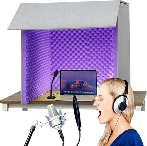 Portable Studio Equipment, Soundproof Booths, Microphone Isolators, Desktop Soundproof Enclosures for Recording Studio-Quality Audio,Lake Blue-80 * 80 * 80cm in Saudi Arabia