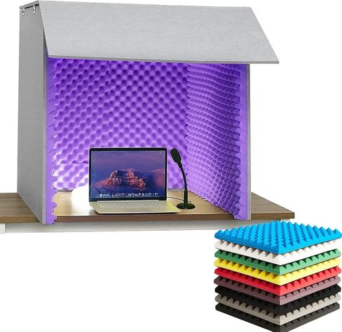 Sound Proofing Panels Portable Sound Proof Foam Panels,Soundproof Booth,Vocal Recording Booth,80 * 80 * 80CM Desktop Soundproof Cover for Recording Studio, Home, Offices,Purple in Saudi Arabia