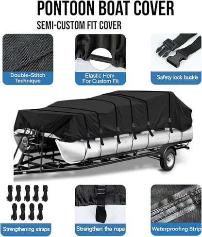 أغطية القارب العائم 420D من قماش أكسفورد وطلاء البولي يوريثان المقاوم للتمزق وغطاء القارب العائم القابل للقطر يناسب عرض الشعاع من 17 إلى 20 بوصة: حتى 102 بوصة in Kuwait