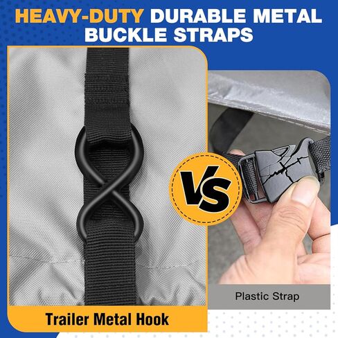 غطاء قارب T Top، غطاء قارب صلب مقاوم للماء عالي التحمل 1400D مع أبازيم معدنية وغطاء محرك لقارب وحدة التحكم المركزية مع سقف T TOP، يناسب 20'-22'L & 106 بوصة عرض، رمادي in Kuwait