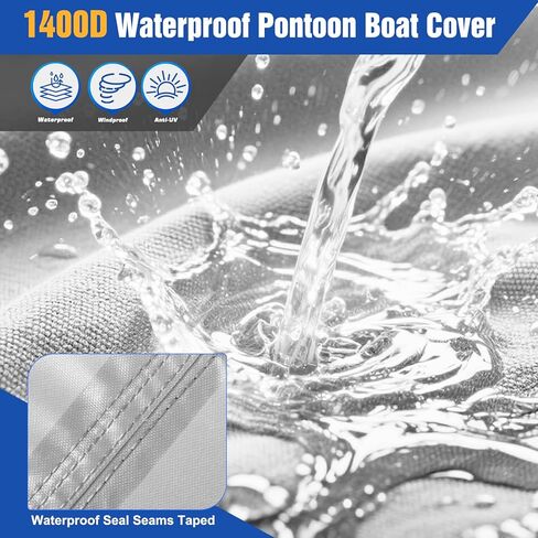 غطاء قارب T Top، غطاء قارب صلب مقاوم للماء عالي التحمل 1400D مع أبازيم معدنية وغطاء محرك لقارب وحدة التحكم المركزية مع سقف T TOP، يناسب 20'-22'L & 106 بوصة عرض، رمادي in Kuwait