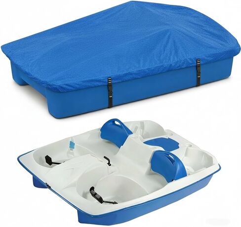 Pedal Boat Cover with 2 Windproof Straps & Elastic Hem - Heavy Duty 900D Paddle Boat Cover, Double-Layer Reinforced Corners & Sealed Seams, Fits 3 or 5 Person Outdoor Pedal Boats, Black in Saudi Arabia