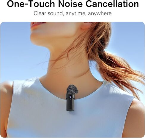 ميكروفون Lavalier لاسلكي لأجهزة iPhone/Android مع Lightning/USB C(2 TX+2 RX+حافظة شحن)، ميكروفون صغير مع خاصية إلغاء الضوضاء، بطارية 35 ساعة، ميكروفون مثبت على طية الصدر لتسجيل الفيديو in Kuwait