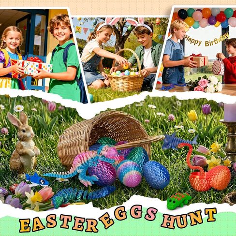 Tboline 6 Pack 3D Print Dragon Eggs ، Bump Egge مع تنين مفصلي مرن في الداخل ، Toy Cool Animals Toy Toy For Boys Girls Year 4-6 5-7 8-12 ، Hishaf Birthday Gift (6Pack-A) in Kuwait