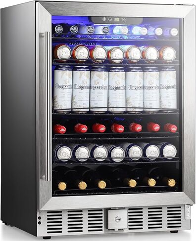 مبرد ثلاجة مشروبات أنتاركتيك ستار 115، ثلاجة صغيرة 2.9 قدم مكعب مع قفل أمان، مبرد مشروبات مع باب زجاجي/إضاءة LED/أرفف قابلة للإزالة قابلة للتعديل للمنزل/المكتب/البار (الفولاذ المقاوم للصدأ) in Kuwait