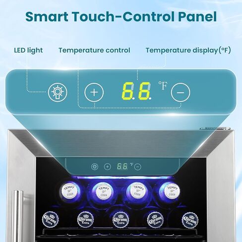 Antarctic Star 115 Can Beverage Refrigerator Cooler, 2.9 Cu.Ft Mini Fridge with Safety Lock, Beverage Cooler with Glass Door/LED Light/Adjustable Removable Shelves for Home/Office/Bar(Stainless Steel) in Saudi Arabia