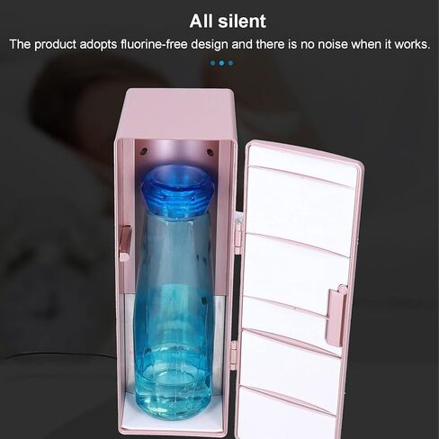 ثلاجة صغيرة محمولة ومبردة ودافئة - ثلاجة صغيرة حرارية باللون الذهبي الوردي مقاس 4.7 × 3.3 × 9.8 بوصة للعناية بالبشرة ومستحضرات التجميل والمشروبات والمكتب والسيارة - ثلاجة ذات استخدام مزدوج in Kuwait