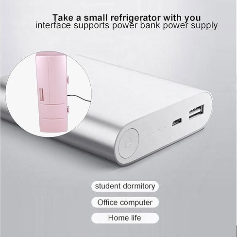ثلاجة صغيرة محمولة ومبردة ودافئة - ثلاجة صغيرة حرارية باللون الذهبي الوردي مقاس 4.7 × 3.3 × 9.8 بوصة للعناية بالبشرة ومستحضرات التجميل والمشروبات والمكتب والسيارة - ثلاجة ذات استخدام مزدوج in Kuwait