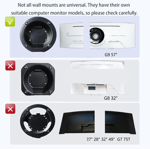 ملحقات دعامة محول تثبيت على الحائط مقاس 49 بوصة، متوافقة مع سامسونج، ومتوافقة مع Odyssey، ومتوافقة مع قطع غيار Neo، G9 C49G95T S49AG952NN. in Kuwait