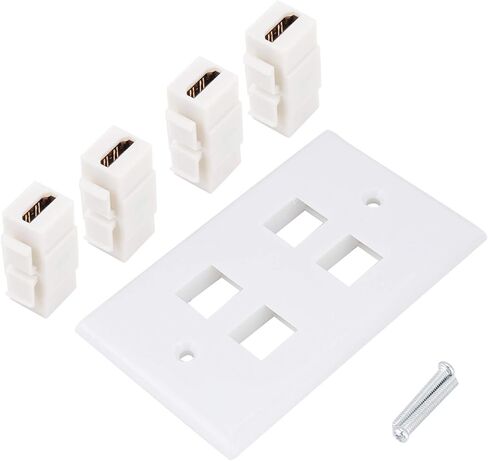 Fydun 4-Port Wall Plate Panel Coupler – HighSpeed Video HDTV Mounting Socket Projector & Home Theatre – Easy Installation ABS Cover in Saudi Arabia