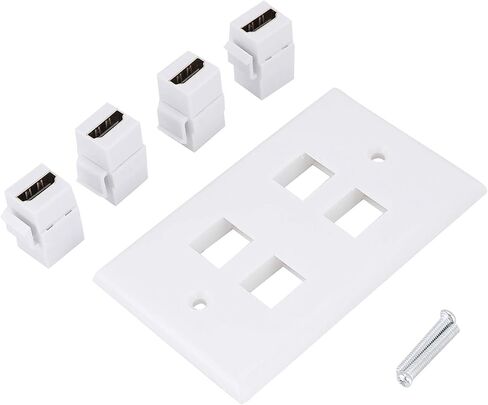 Fydun 4-Port Wall Plate Panel Coupler – HighSpeed Video HDTV Mounting Socket Projector & Home Theatre – Easy Installation ABS Cover in Saudi Arabia