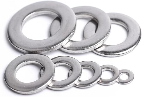 غسالات، غسالة مسطحة، غسالات 1/20/50/100 قطعة حشية مسطحة كبيرة غسالة فضية من الفولاذ المقاوم للصدأ حلقات معدنية كبيرة عادي M1.6/M2/M2.5/M3/M4/M5/M6/M8/M10/M12/M14-M24 قفل (M6x12x1 (50 قطعة)) in Kuwait