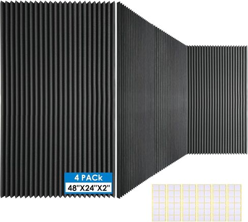 4 PCS Acoustic Panels,48''X24''X2'' Soundproof Foam Wall Panels,High Density Fireproof Noise Cancelling Foam Studio Foam Panel,Noise (Black 4 Pack) in Saudi Arabia