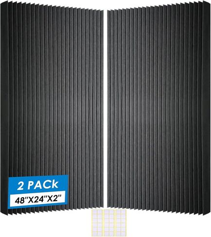 4 PCS Acoustic Panels,48''X24''X2'' Soundproof Foam Wall Panels,High Density Fireproof Noise Cancelling Foam Studio Foam Panel,Noise (Black 4 Pack) in Saudi Arabia