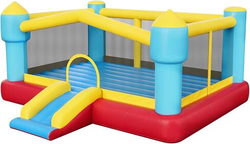 VEVOR Inflatable Bounce House, Outdoor High Quality Playhouse Trampoline, Jumping Bouncer with Blower, Slide, and Storage Bag, Family Backyard Bouncy Castle, for Kid Ages 3–8 Years, 160x94x96 inch in Kuwait