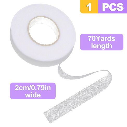 No-Sew Iron-On Hem Tape, 2cm x 70 Yards Strong Adhesive Fabric Fusing Tape for Clothing, Washable Hemming Strip for Pants Curtains Dresses (White) in Saudi Arabia