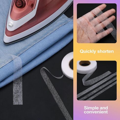 No-Sew Iron-On Hem Tape, 2cm x 70 Yards Strong Adhesive Fabric Fusing Tape for Clothing, Washable Hemming Strip for Pants Curtains Dresses (White) in Saudi Arabia