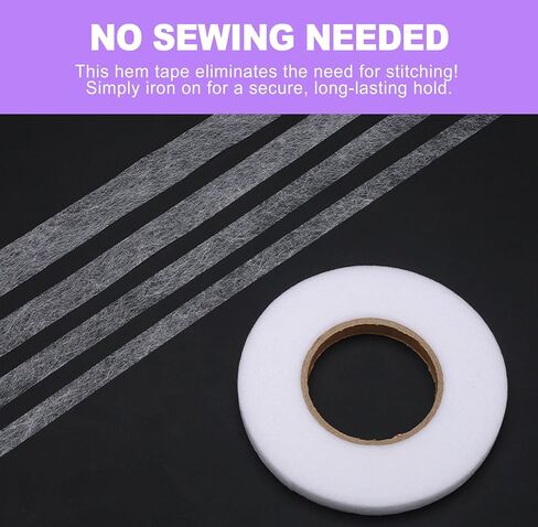 No-Sew Iron-On Hem Tape, 2cm x 70 Yards Strong Adhesive Fabric Fusing Tape for Clothing, Washable Hemming Strip for Pants Curtains Dresses (White) in Saudi Arabia