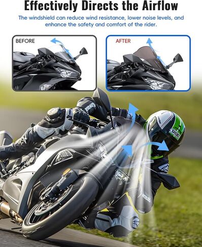 الزجاج الأمامي لدراجة Kawasaki Ninja ZX6R 2025، واقي الرياح للدراجات النارية منحرف الهواء لملحقات Kawasaki Ninja ZX-6R ZX6R ZX636 ABS 2024-2025 (شفاف) in Saudi Arabia
