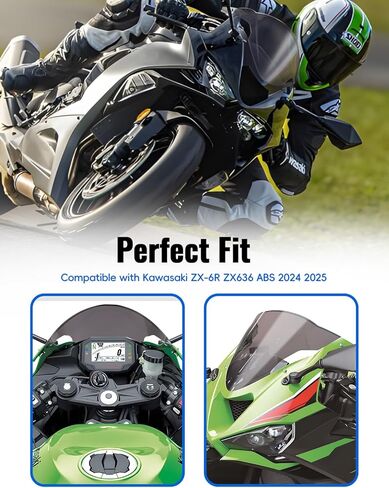 الزجاج الأمامي لدراجة Kawasaki Ninja ZX6R 2025، واقي الرياح للدراجات النارية منحرف الهواء لملحقات Kawasaki Ninja ZX-6R ZX6R ZX636 ABS 2024-2025 (شفاف) in Saudi Arabia
