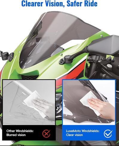 الزجاج الأمامي لدراجة Kawasaki Ninja ZX6R 2025، واقي الرياح للدراجات النارية منحرف الهواء لملحقات Kawasaki Ninja ZX-6R ZX6R ZX636 ABS 2024-2025 (شفاف) in Saudi Arabia