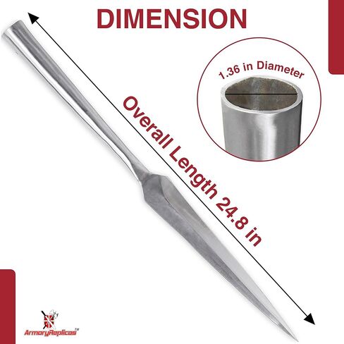 Armory Replicas™ Long Arm Functional High Carbon Steel Medieval Viking Hewing Spearhead, Historical Replica, 25.8 Inch, Predrilled Shaft for Easy Mounting, Perfect for Reenactments and Gifts in Saudi Arabia