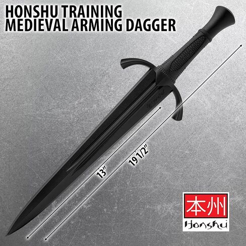هونشو تدريب خنجر التسليح في العصور الوسطى | الطول الإجمالي 19 1/2 بوصة | هيكل من مادة البولي بروبيلين | حجم ووزن واقعيين | مقبض محكم غير قابل للانزلاق | آمن للتمرين والسجال | 19 1/2 بوصة إجماليًا in Kuwait