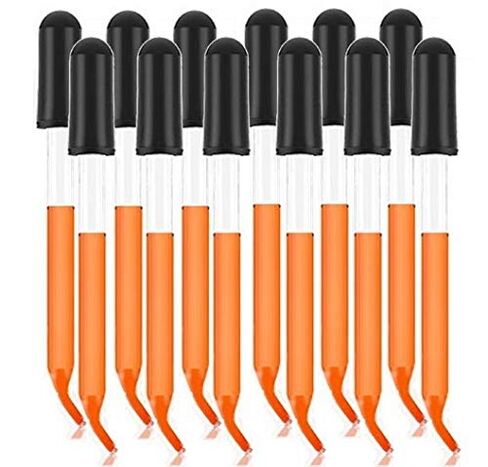 Set of 12 pc Glass Pipette Pipet Medicine Eye Droppers 3" Curved Tip One Dozen for Essential Oils and Science Laboratory in Kuwait
