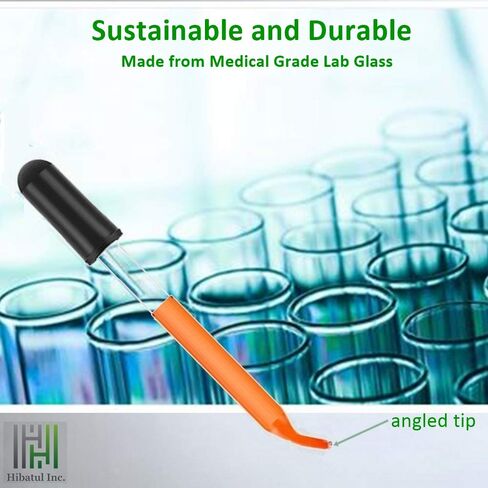 Set of 12 pc Glass Pipette Pipet Medicine Eye Droppers 3" Curved Tip One Dozen for Essential Oils and Science Laboratory in Kuwait