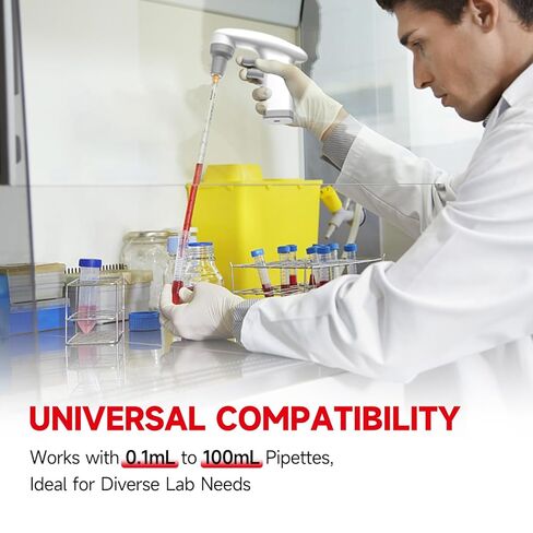 4E's USA Electric Pipette Filler for High-Volume 0.1-100ml, 4-Level Speed Control and Built-in 1600mAh Battery, LCD Display and Autoclavable Silicone Clip in Kuwait