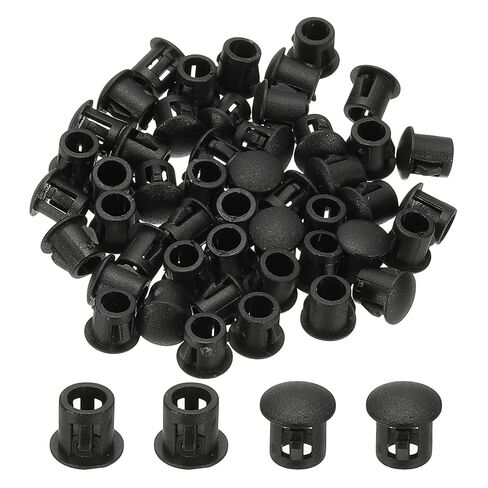PATIKIL Plastic Hole Plugs, 48 Pcs 3/7"(11mm) Plastic Plugs Screw Hole Plug Snap Desk Grommet Buckle Knockout Locking Plugs Furniture Insert End Cap for Holes Kitchen Cabinet, Black in Saudi Arabia