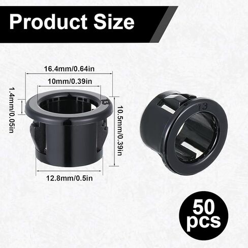 50Pcs Black Snap Bushing, Snap in Plastic Cable Grommets, 1/2 Inch Knockout Insulating Bushing for Electrical Wiring Hose Protection in Saudi Arabia