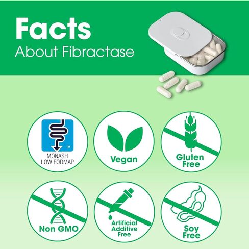 Intoleran Fibractase 1200 إنزيمات هضمية - 36 كبسولة | ملحق لعدم تحمل الفركتانز والجلاكتانز | يساعد على هضم الكربوهيدرات؛ حبوب وبقوليات وبصل وثوم وقمح | نقي ونباتي in Kuwait