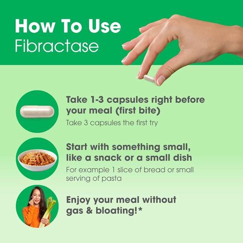 Intoleran Fibractase 1200 إنزيمات هضمية - 36 كبسولة | ملحق لعدم تحمل الفركتانز والجلاكتانز | يساعد على هضم الكربوهيدرات؛ حبوب وبقوليات وبصل وثوم وقمح | نقي ونباتي in Kuwait