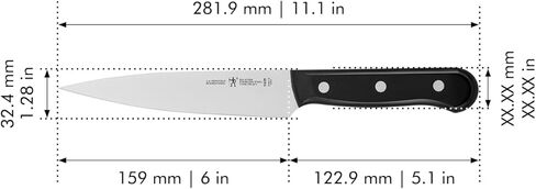سكين أدوات HENCKELS Solution Razor-Sharp مقاس 6 بوصات، سكين الطماطم، تم تصميمه هندسيًا ألمانيًا على مدار أكثر من 100 عام من الإتقان، أسود/فولاذ مقاوم للصدأ in Kuwait