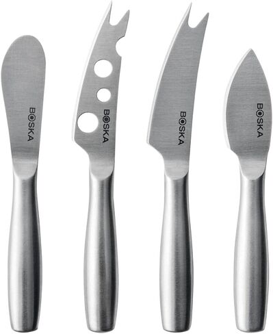 BOSKA Stainless Steel Cheese 4 Knife Set - Mini Copenhagen Knives For All Types of Cheese - Silver Non-Stick - Dishwasher Safe - For Kitchen Cooking in Kuwait