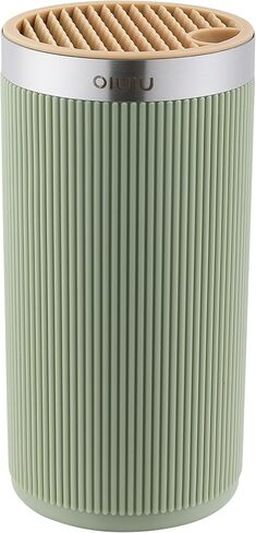 كتلة السكاكين بدون سكاكين، حامل كتلة السكاكين المستدير العالمي من OLULU، منظم تخزين السكاكين لتوفير المساحة لسطح الطاولة (لون أخضر + أصفر أنيق) in Kuwait