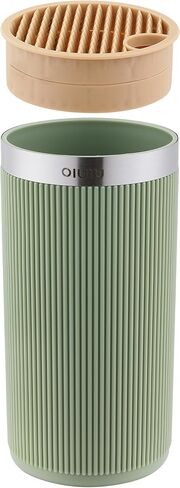 كتلة السكاكين بدون سكاكين، حامل كتلة السكاكين المستدير العالمي من OLULU، منظم تخزين السكاكين لتوفير المساحة لسطح الطاولة (لون أخضر + أصفر أنيق) in Kuwait