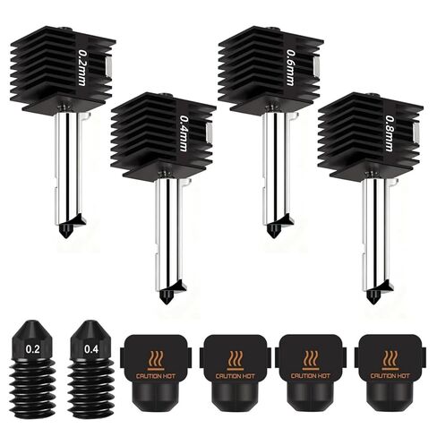 4 Pack 0.2MM 0.4MM 0.6MM 0.8MM A1/A1 Mini Hotend Kit for Bambu Lab 3D Printer - 0.2/0.4mm Hardened Steel Replacement Nozzle High-Temperature Extruder Print Head for Bambu Lab 3D Printer Accessories in Saudi Arabia