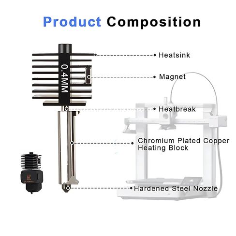 4 Pack 0.2MM 0.4MM 0.6MM 0.8MM A1/A1 Mini Hotend Kit for Bambu Lab 3D Printer - 0.2/0.4mm Hardened Steel Replacement Nozzle High-Temperature Extruder Print Head for Bambu Lab 3D Printer Accessories in Saudi Arabia