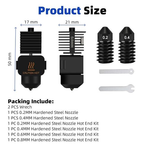 4 Pack 0.2MM 0.4MM 0.6MM 0.8MM A1/A1 Mini Hotend Kit for Bambu Lab 3D Printer - 0.2/0.4mm Hardened Steel Replacement Nozzle High-Temperature Extruder Print Head for Bambu Lab 3D Printer Accessories in Saudi Arabia