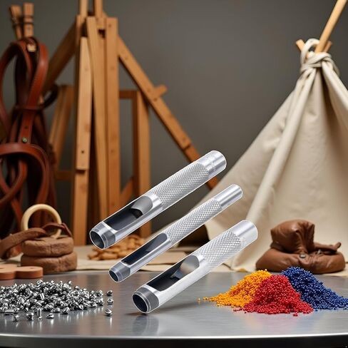 6Pcs Grommets Hole Punch, Steel Hollow Leather Punch Set (1/4, 3/8, 1/2 inch) is an Original Accessory for The ASDFGHT Grommet Tool Kit, Grommet Kits in Kuwait