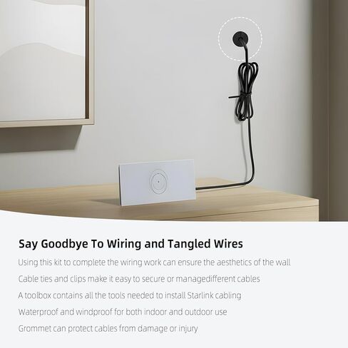 مجموعة توجيه كابل Starlink لمرور جدار الكابل من خلاله مع مجموعة حلقات تثبيت الكابل، وريشة مثقاب 3/4 بوصة و5/16 بوصة، ومشابك سلكية وروابط لطبق Starlink Gen 2/3 وإيثرنت صغير أو كابل الشبكة وإعداد الأسلاك in Kuwait