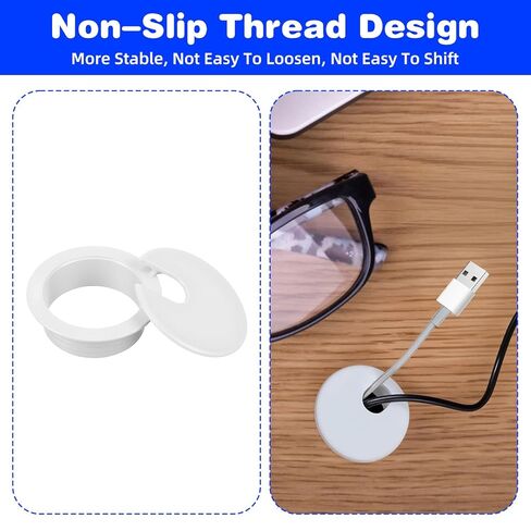 4 Pcs Desk Grommet 1.5 Inch, Plastic Desk Hole Cover White and Black Cable Hole Cover for Office Equipment, Computer Wires, Cord Organizer in Saudi Arabia