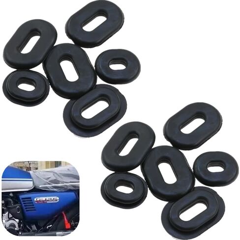 2 Set Motorbike Oval Round Single Side Cover Rubber Washer Grommets for Most Motorcycles, Black in Kuwait