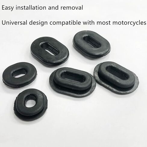 2 Set Motorbike Oval Round Single Side Cover Rubber Washer Grommets for Most Motorcycles, Black in Kuwait