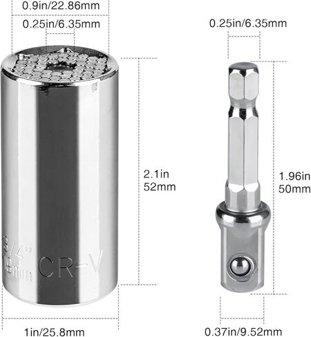Geekman Fathers Day Dad Gifts from Daughter Son Wife, Silver Universal Socket Tools, Socket Set with Power Drill Adapter Stocking Stuffers for Men, Tools Gifts for Husband Dad DIY Handyman in Saudi Arabia