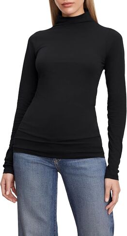 Velvet by Graham & Spencer Women's Talisia Long Sleeve Turtleneck T Shirt in Saudi Arabia