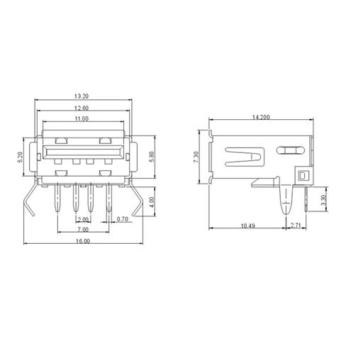 Fengpeng 10 قطعة/الوحدة USB 2.0 4Pin نوع موصل مقبس أنثى G54 قدم 90 درجة شحن نقل البيانات in Kuwait